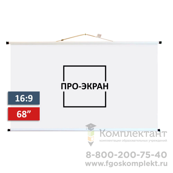 Экран для проектора ПРО-ЭКРАН 150 на 85 см (16:9), 68 дюймов